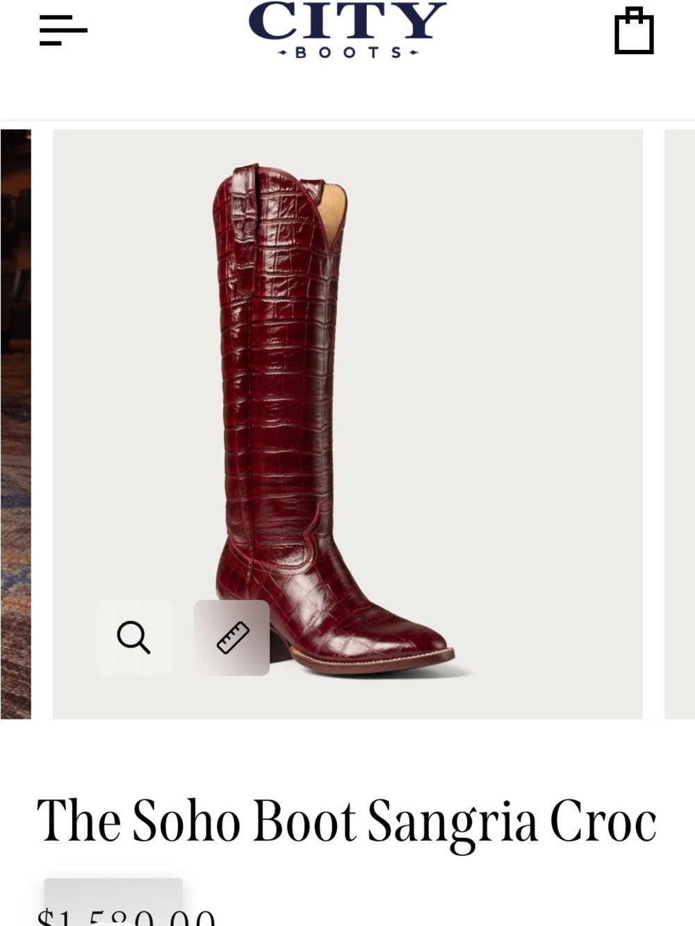 The Soho Knee-High Croc-Embossed Cowboy Boot Never Worn! Original pr.  $1580